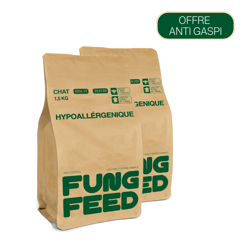 Image du produit Pack de 2 sacs 1,5kg – anti gaspi – croquettes aux Insectes pour Chat – Hypoallergénique